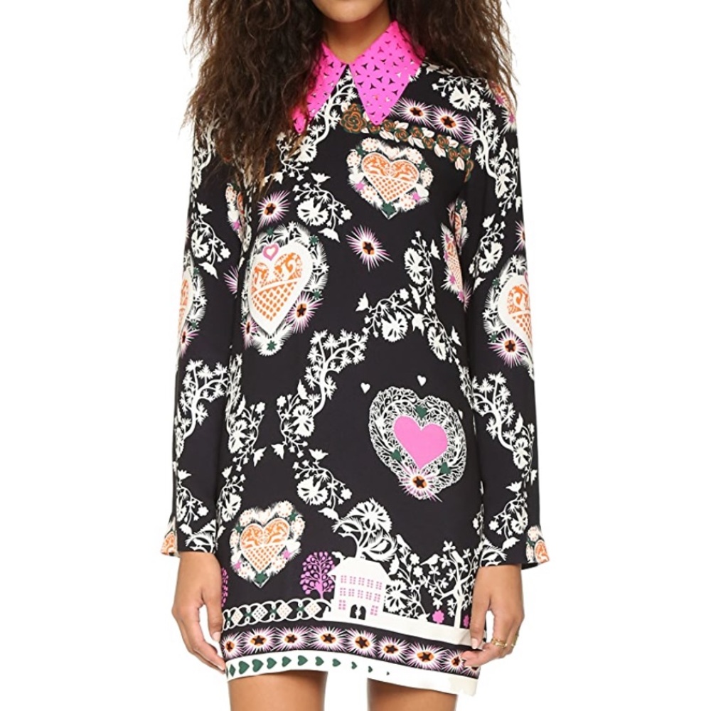 MSGM Collar Black Multicolor Dress 42, US Sz 6